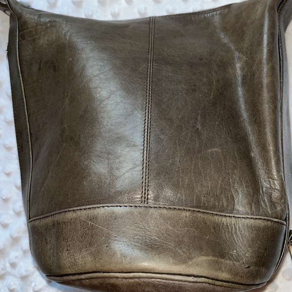 TANO brown/gray leather bucket bag - Picture 2 of 5